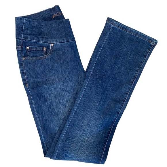 JAG Jeans Hi Rise Boot Leg 5 Pocket Design Faux Zipper Pull-on Closure Size 4 - Picture 3 of 11